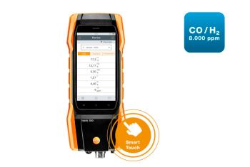 Testo 300 røggasanalysator m/O2, CO, H2-compensated, op til 8.000ppm,inkl. USB strømforsyning